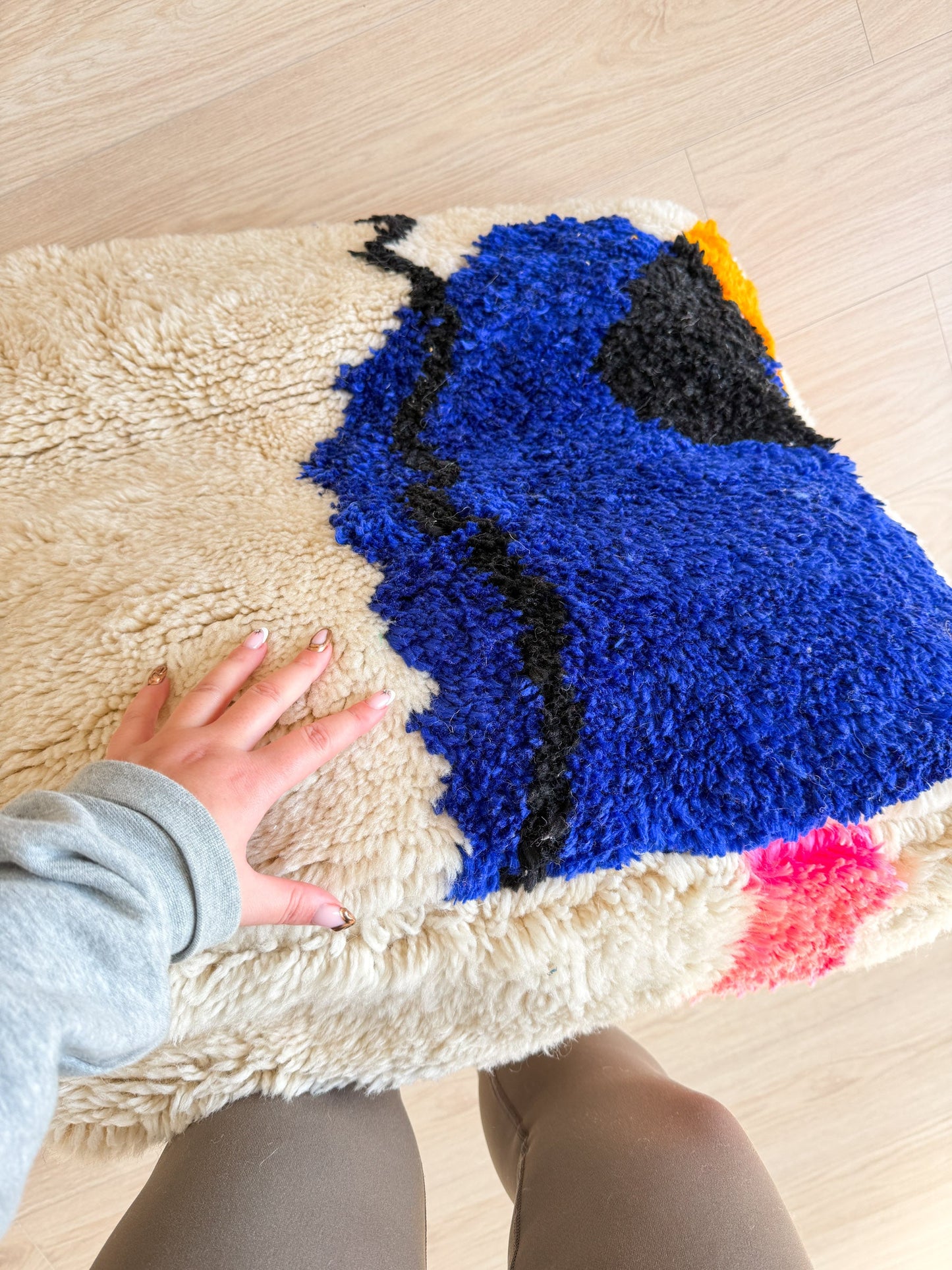 Moroccan pouf, colorful Berber pouf - 60 x 60 cm - n°76