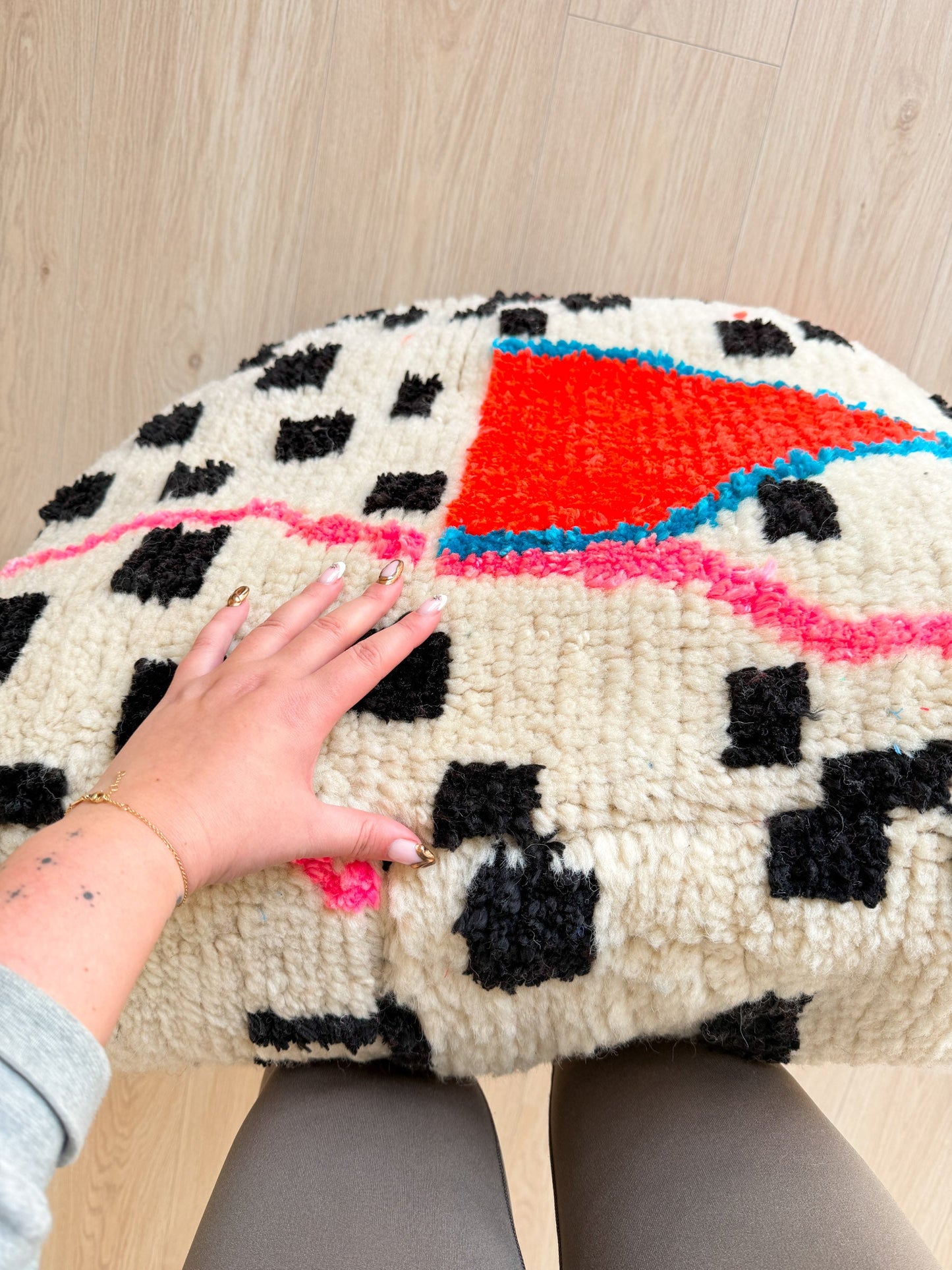 Moroccan pouf, colorful Berber pouf - 60 x 60 cm - n°72