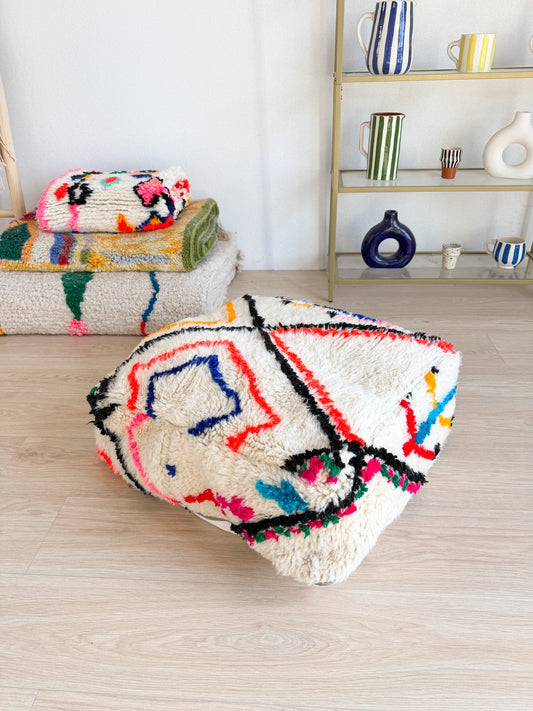 Moroccan pouf, colorful Berber pouf - 60 x 60 cm - n°71