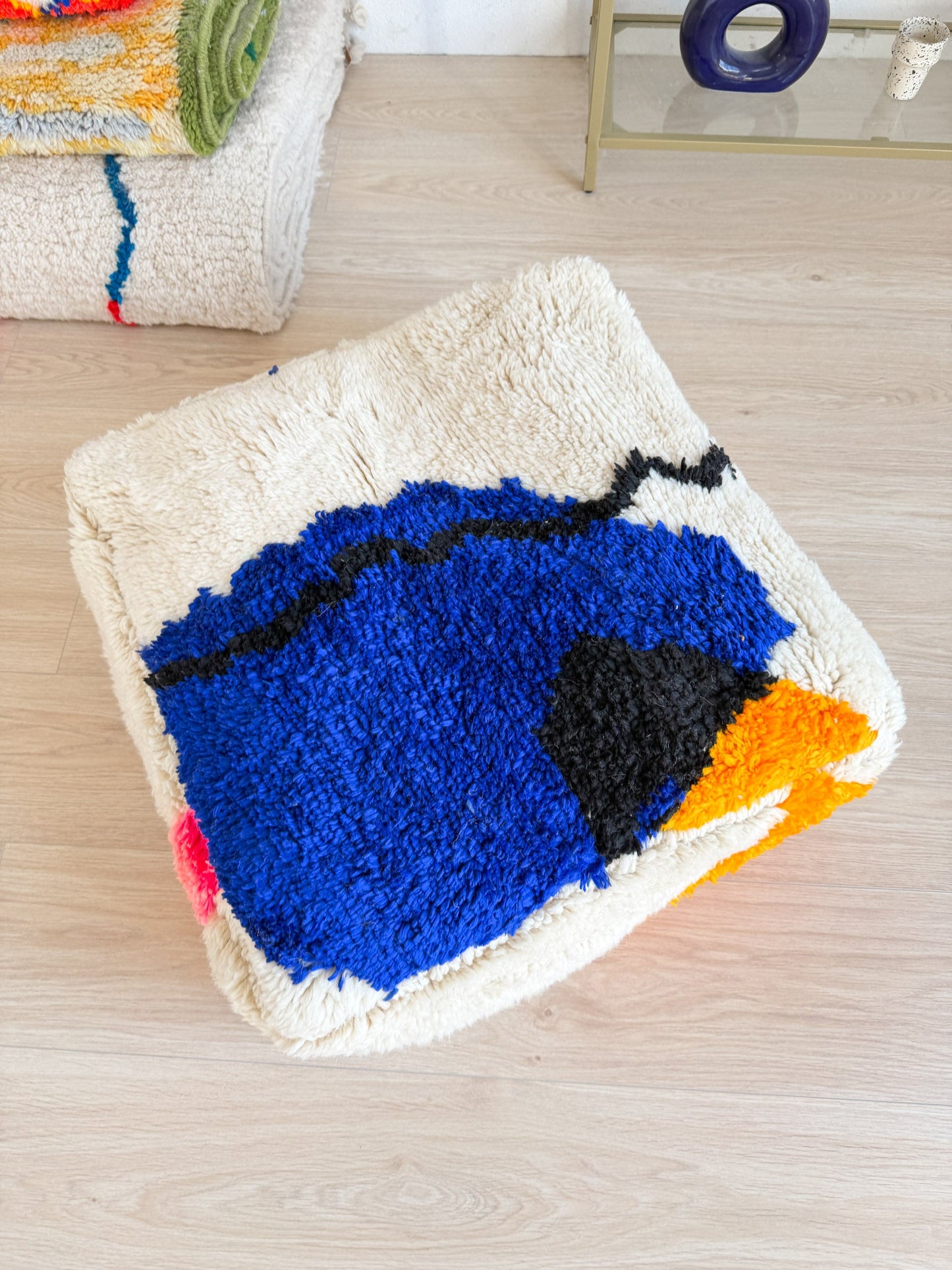 Moroccan pouf, colorful Berber pouf - 60 x 60 cm - n°76