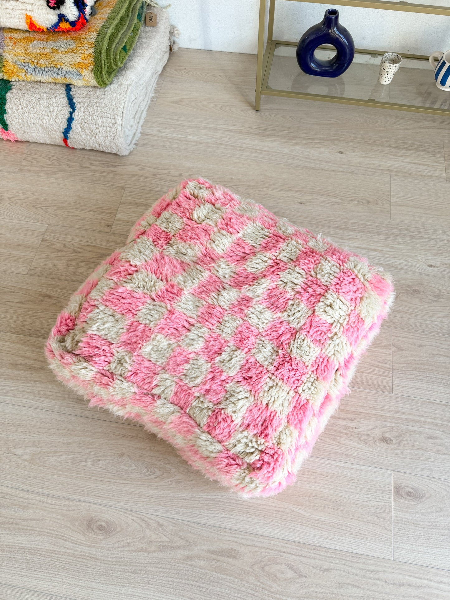 Moroccan pouf, colorful Berber pouf - 60 x 60 cm - n°80