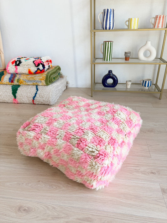 Moroccan pouf, colorful Berber pouf - 60 x 60 cm - n°80